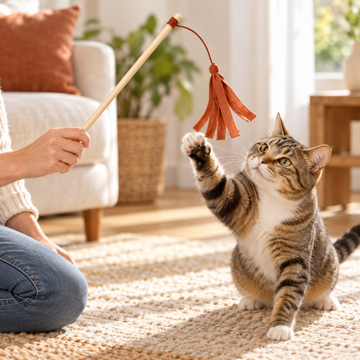 Fabric Cat Teaser Wand — lifestyle view