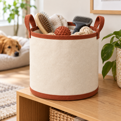 Pet Accessory Storage Basket — lifestyle view